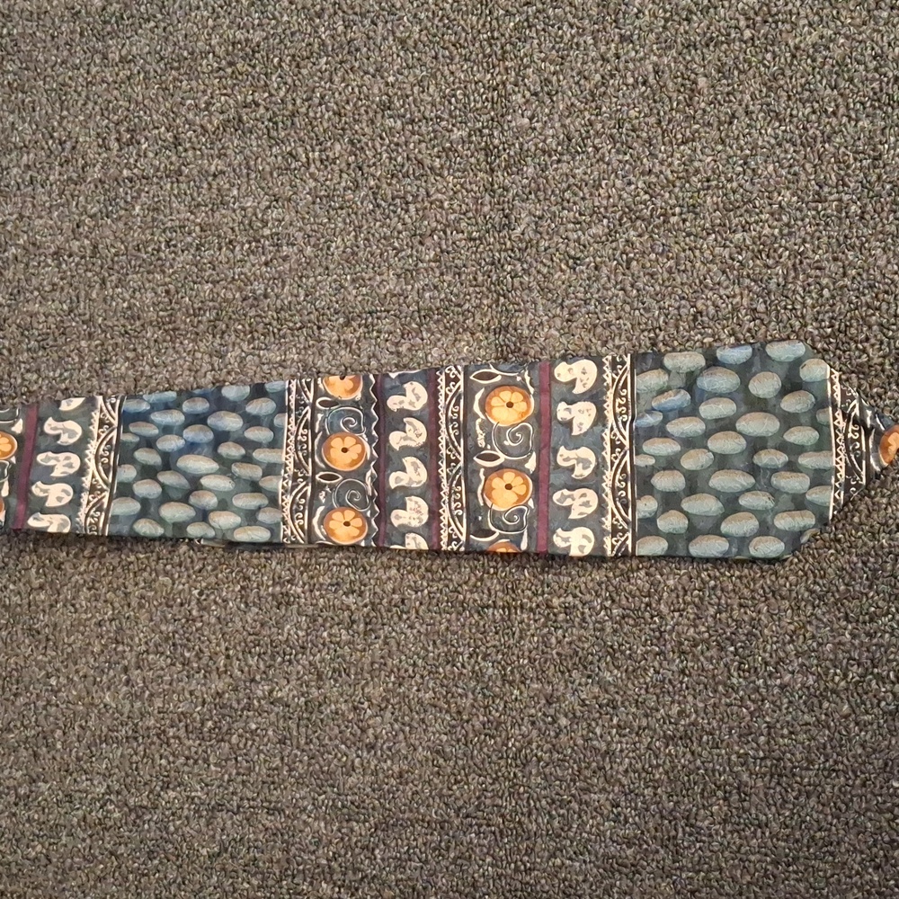 J Garcia Men Blue Printed Silk Neck Tie